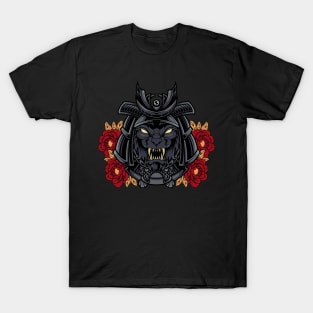 The Wolf Samurai: Ferocious Wolf Head in a Traditional Helmet T-Shirt